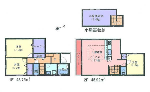 Floor plan. 52,800,000 yen, 3LDK, Land area 92.39 sq m , Building area 89.67 sq m