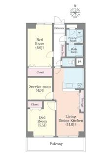 Floor plan. 2LDK + S (storeroom), Price 28.8 million yen, Footprint 66.3 sq m , Balcony area 8.4 sq m