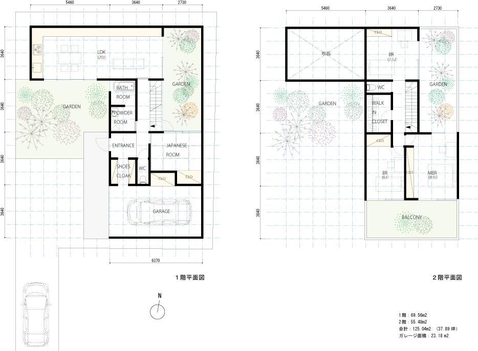 Compartment figure. Land price 69,800,000 yen, Land area 260.09 sq m garage housing ・ GARDEN plan Total floor area 148.22 sq m  Including garage