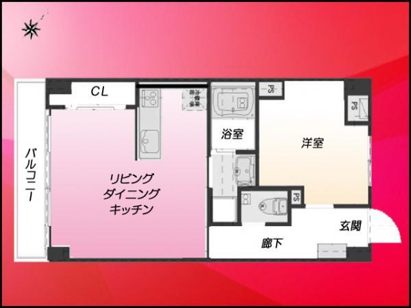 Floor plan. 1LDK, Price 19,800,000 yen, Occupied area 40.27 sq m , Balcony area 4.22 sq m