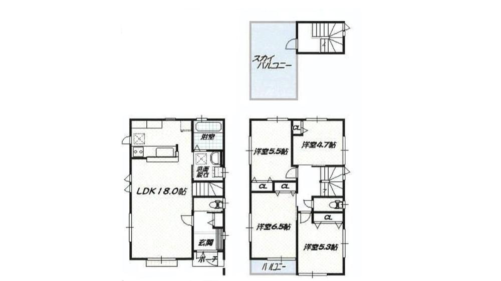 Floor plan. Price 59,800,000 yen, 4LDK, Land area 85.43 sq m , Building area 95.63 sq m