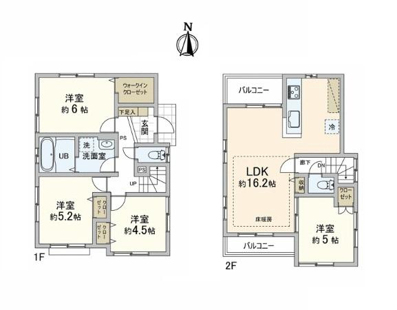 Floor plan. 45,800,000 yen, 4LDK, Land area 93.29 sq m , Building area 85.61 sq m