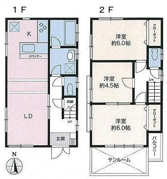 Floor plan. 39,800,000 yen, 3LDK, Land area 89.09 sq m , Building area 73.53 sq m