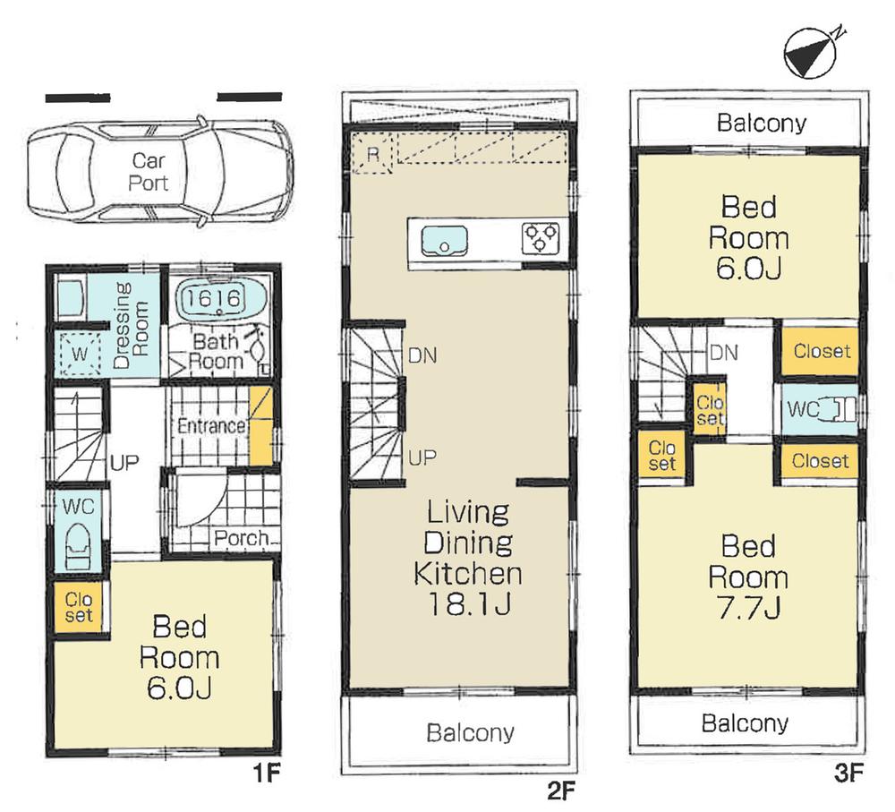 Building plan example (floor plan). Building plan example Building price 15.8 million yen, Building area 98.27 sq m