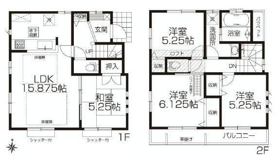Floor plan. 51,800,000 yen, 4LDK, Land area 89.75 sq m , Building area 89.02 sq m