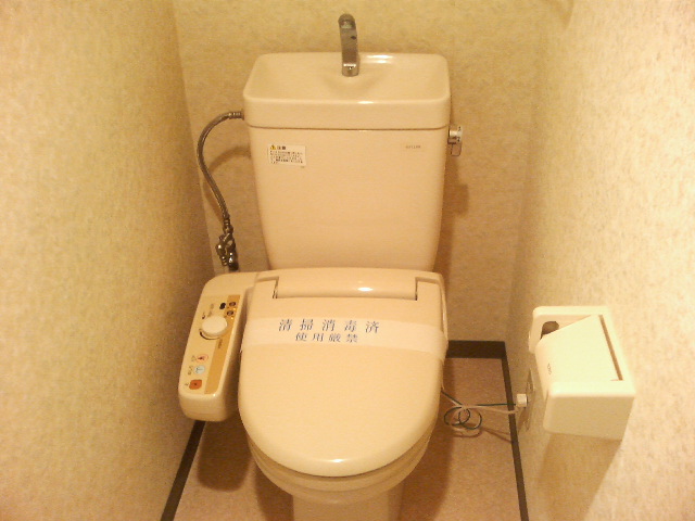 Toilet. Clean toilet is very calm space. 