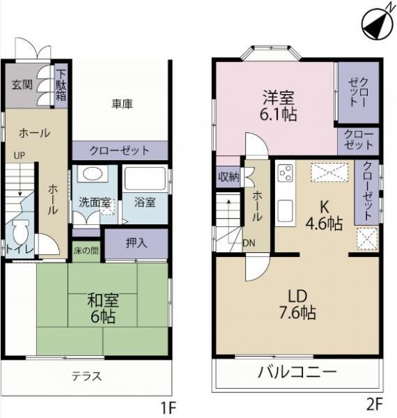 Floor plan. 32,800,000 yen, 2LDK, Land area 61.32 sq m , Building area 74.52 sq m