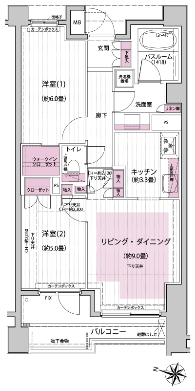 Floor: 2LDK + 2WIC, occupied area: 55.87 sq m, Price: 34,800,000 yen, now on sale