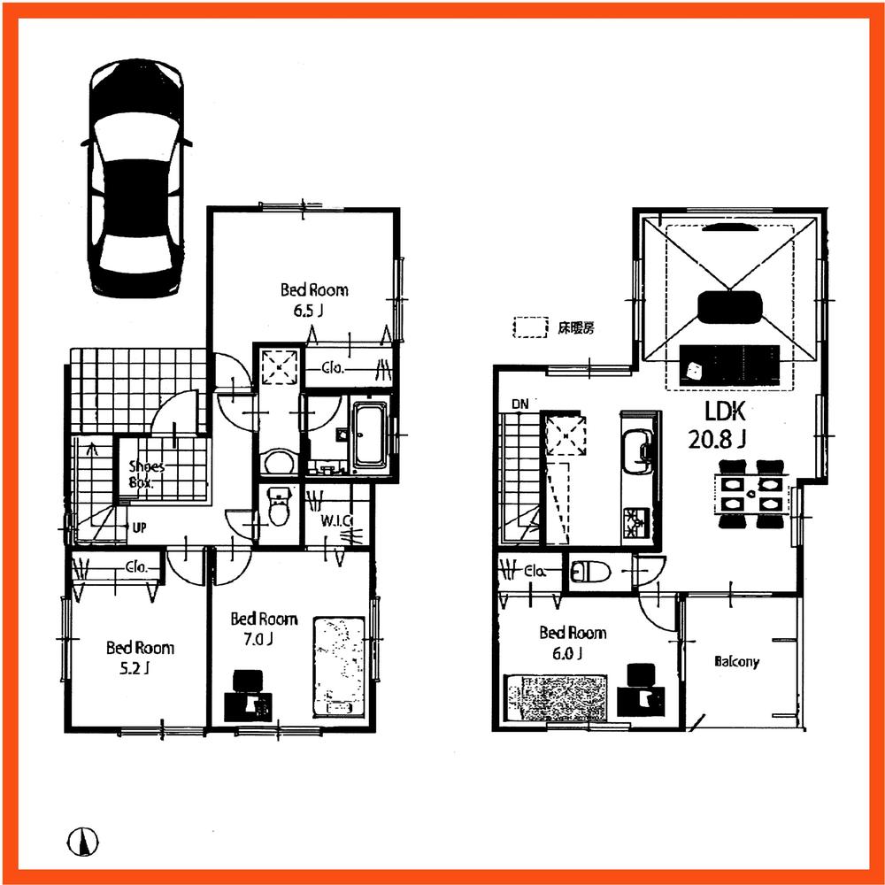 Floor plan. (A Building), Price 56,800,000 yen, 4LDK, Land area 107.57 sq m , Building area 99.21 sq m