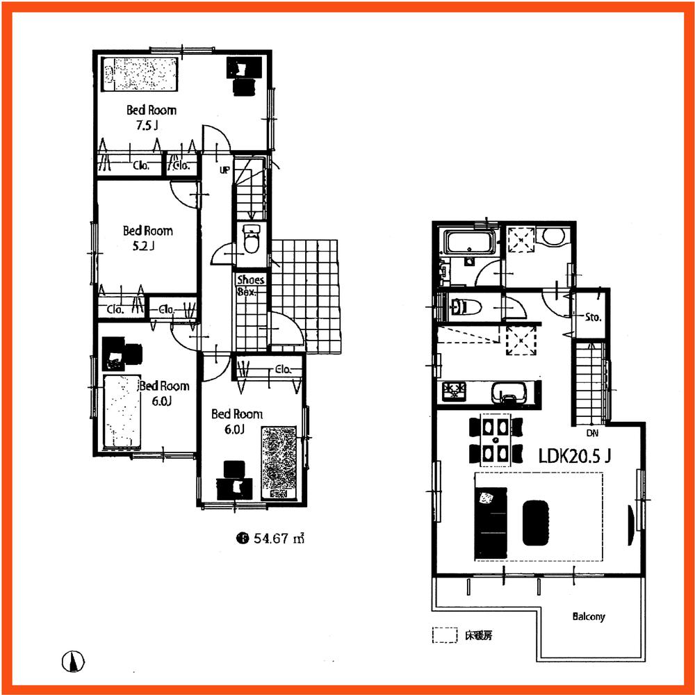 Floor plan. (D Building), Price 51,800,000 yen, 4LDK, Land area 115.01 sq m , Building area 99.22 sq m