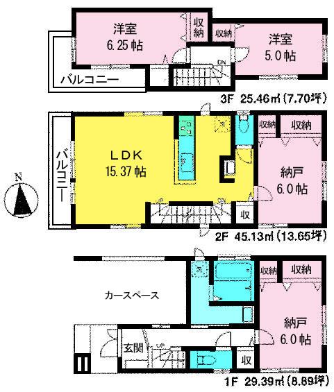 Floor plan. 43,800,000 yen, 2LDK+2S, Land area 75.25 sq m , Building area 99.98 sq m