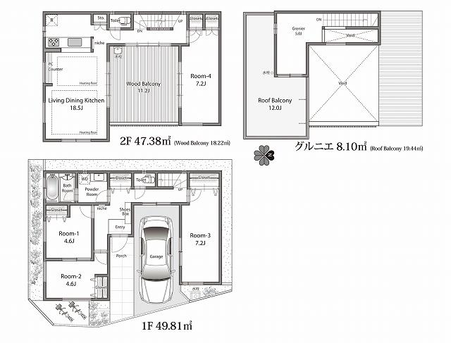 Floor plan. 79,800,000 yen, 4LDK, Land area 99.48 sq m , Building area 97.19 sq m