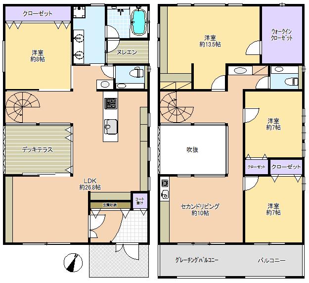 Building plan example (floor plan). Ideal for 2 family house