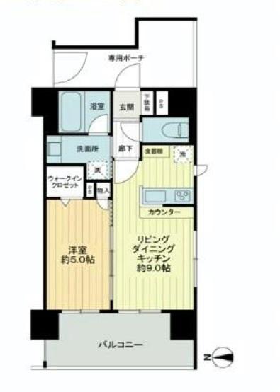 Floor plan. 1LDK, Price 28 million yen, Occupied area 35.64 sq m , Balcony area 8.73 sq m