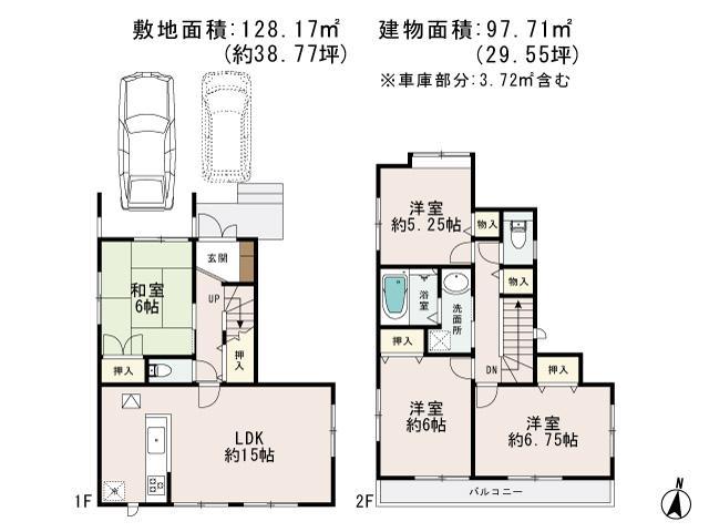 Floor plan. 54,800,000 yen, 4LDK, Land area 128.17 sq m , Building area 97.71 sq m