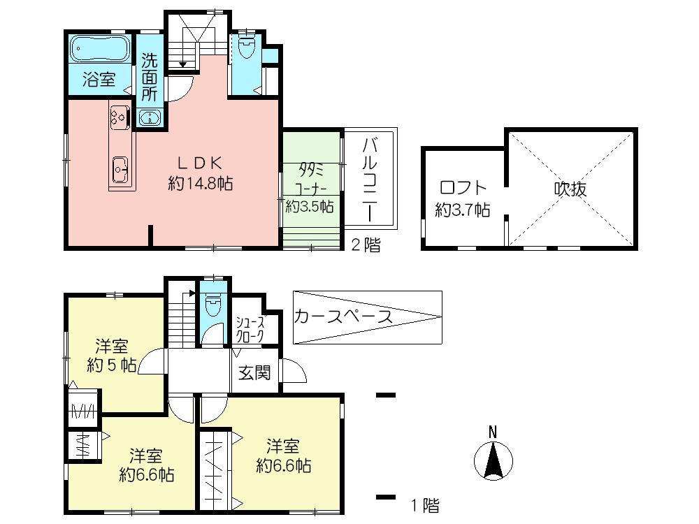 Floor plan. (B Building), Price 45,300,000 yen, 3LDK, Land area 81.1 sq m , Building area 81 sq m