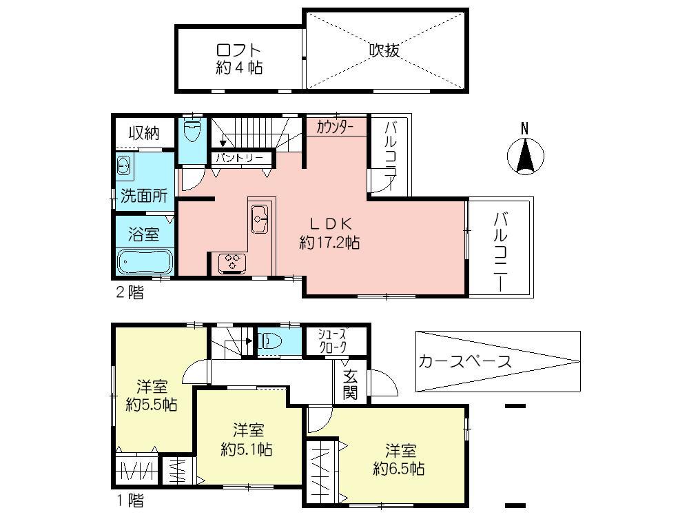 Floor plan. (C Building), Price 45,300,000 yen, 3LDK, Land area 81.08 sq m , Building area 81 sq m
