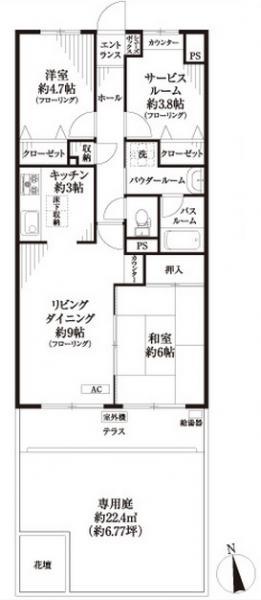 Floor plan. 3LDK, Price 30,800,000 yen, Occupied area 62.04 sq m