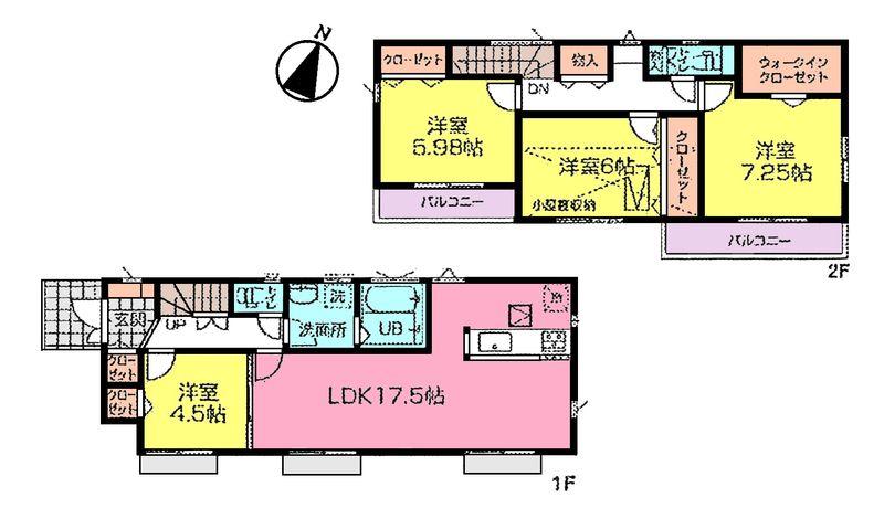 Floor plan. 54,800,000 yen, 4LDK, Land area 132.49 sq m , Building area 103.43 sq m Oizumigakuen New construction