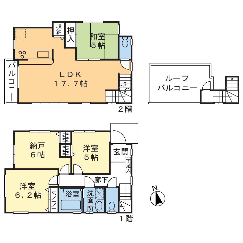 Floor plan. (1 Building), Price 45,500,000 yen, 3LDK+S, Land area 100 sq m , Building area 94.67 sq m