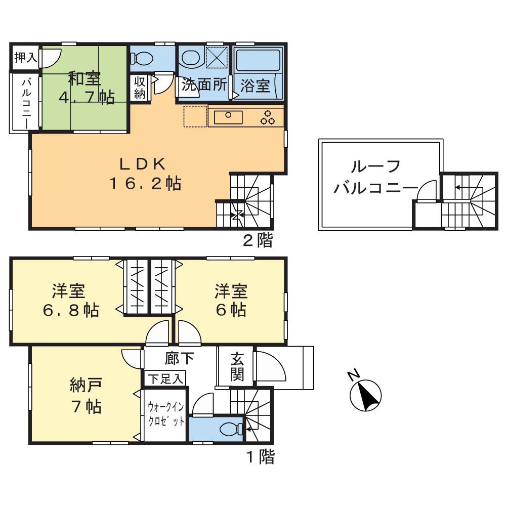 Floor plan. (3 Building), Price 44,800,000 yen, 4LDK, Land area 100 sq m , Building area 97.39 sq m