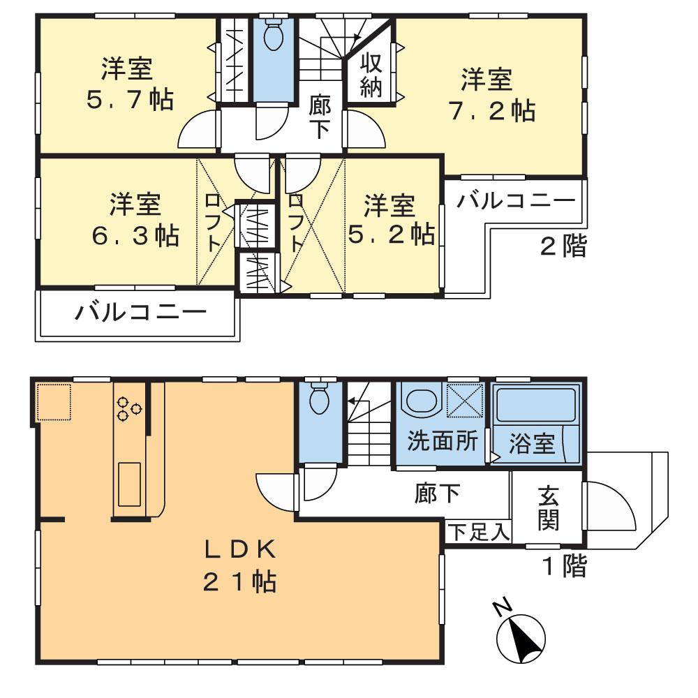 Floor plan. (4 Building), Price 48,800,000 yen, 4LDK, Land area 100 sq m , Building area 99.2 sq m