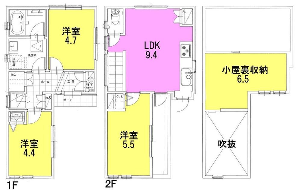 Floor plan. 33,800,000 yen, 3LDK + S (storeroom), Land area 58.16 sq m , Building area 58.12 sq m