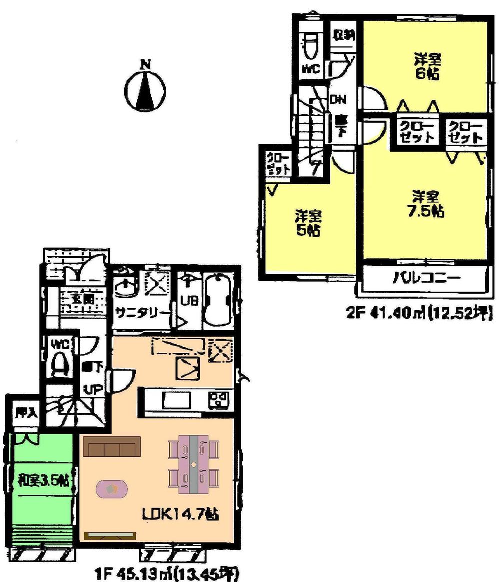 Floor plan. Price 46,800,000 yen, 4LDK, Land area 105.22 sq m , Building area 86.53 sq m