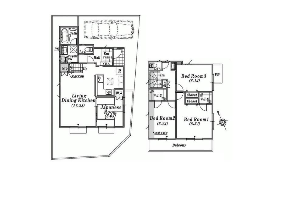 Floor plan. Price 57,800,000 yen, 4LDK, Land area 114.5 sq m , Building area 100.95 sq m