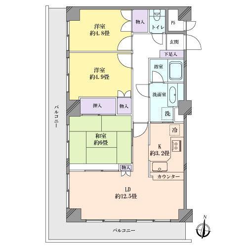 Floor plan. 3LDK, Price 25,400,000 yen, Occupied area 70.06 sq m , Balcony area 20.46 sq m