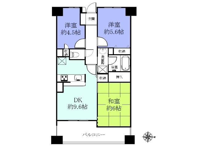 Floor plan. 3DK, Price 32,800,000 yen, Occupied area 57.62 sq m , Balcony area 7.88 sq m Lions Garden Toshimaen floor plan