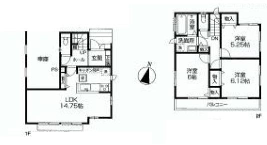 Floor plan. (Building 2), Price 52,800,000 yen, 3LDK, Land area 79.24 sq m , Building area 78.87 sq m
