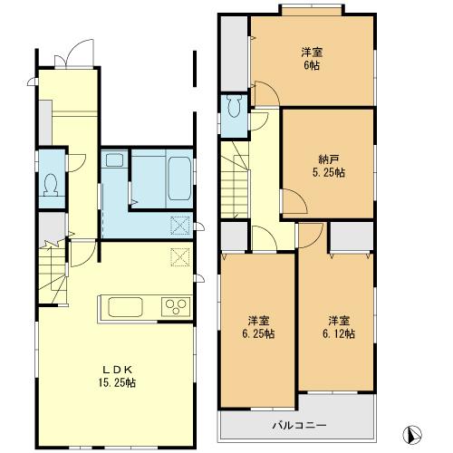 Floor plan. 45,800,000 yen, 3LDK + S (storeroom), Land area 90.73 sq m , Building area 94.19 sq m