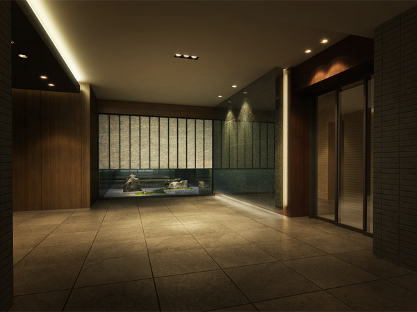 Shared facilities.  [Entrance Hall Rendering CG] It has entered the left hand walking the entrance, Spacious hall. An opening of Yukimi Shoji-style on the front, Place the "Tsuboniwa" of dry landscape in the back. We finished in the space of calm.