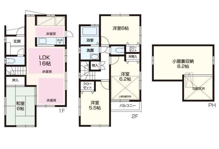 Floor plan. (B Building), Price 49,800,000 yen, 4LDK, Land area 97.17 sq m , Building area 87.07 sq m