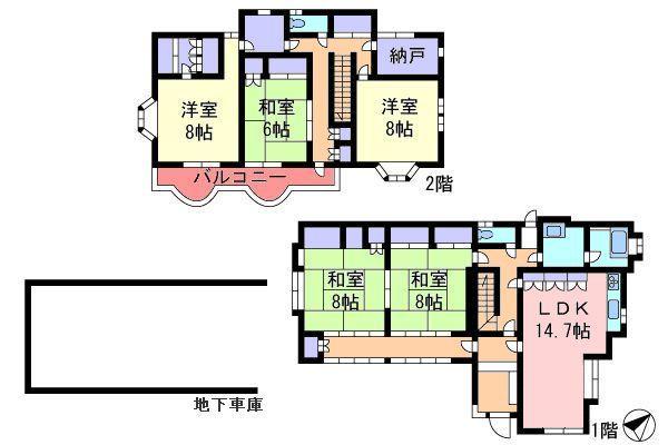 Floor plan. 75,800,000 yen, 5LDK+S, Land area 167 sq m , Building area 203.39 sq m 5SLDK floor plan