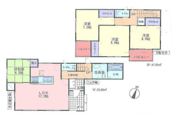 Floor plan. 65,800,000 yen, 4LDK, Land area 112 sq m , Building area 99.78 sq m