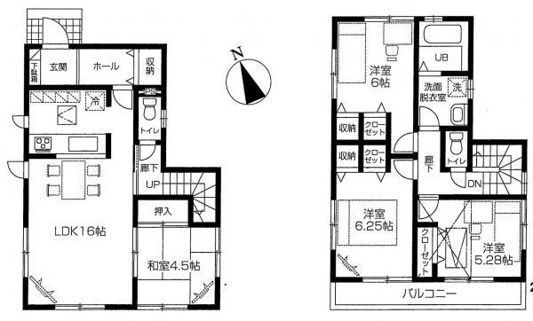 Floor plan. 43,800,000 yen, 4LDK, Land area 101.76 sq m , Building area 95.22 sq m