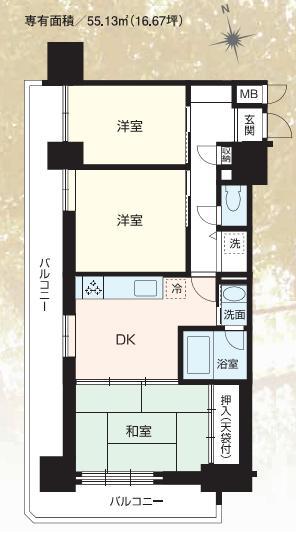 Floor plan. 3DK, Price 19,800,000 yen, Footprint 49.9 sq m , Balcony area 20 sq m