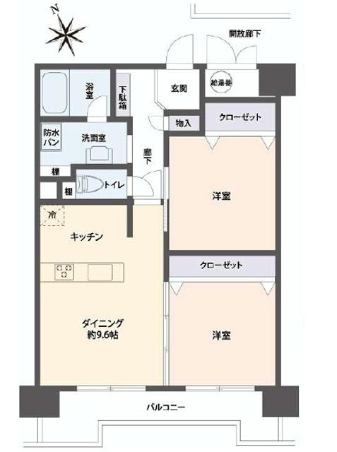 Floor plan. 2LDK, Price 19,800,000 yen, Occupied area 51.17 sq m , Balcony area 6.81 sq m