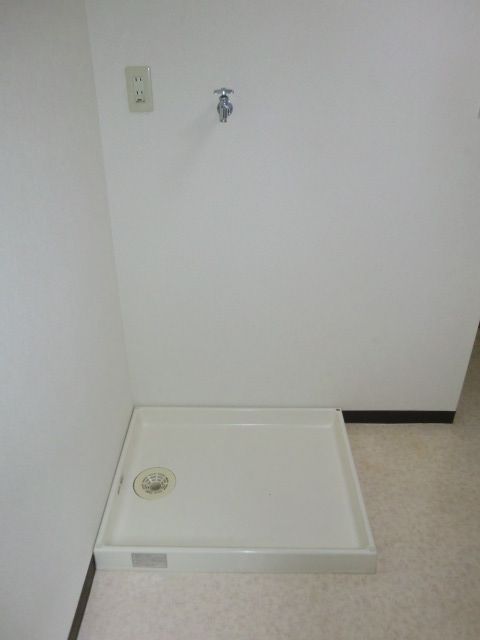 Washroom. There is storage room washing machine. 