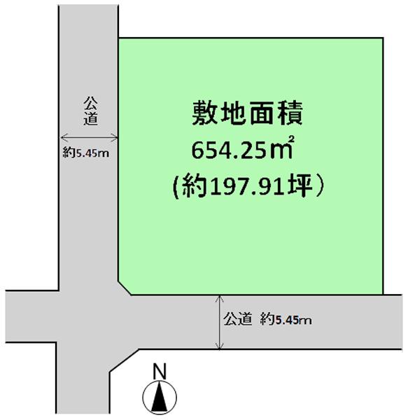 Compartment figure. Land price 179 million yen, Land area 654.25 sq m southwest corner lot ・ Because there 197 square meters, It is land that can be used in a variety of purposes. 