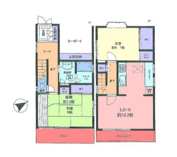 Floor plan. 32,800,000 yen, 2LDK, Land area 61.32 sq m , Building area 74.52 sq m