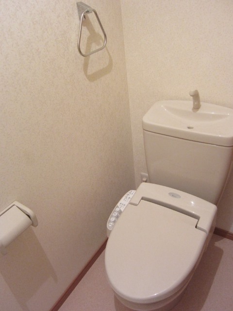 Toilet. There toilet seat with cleaning function