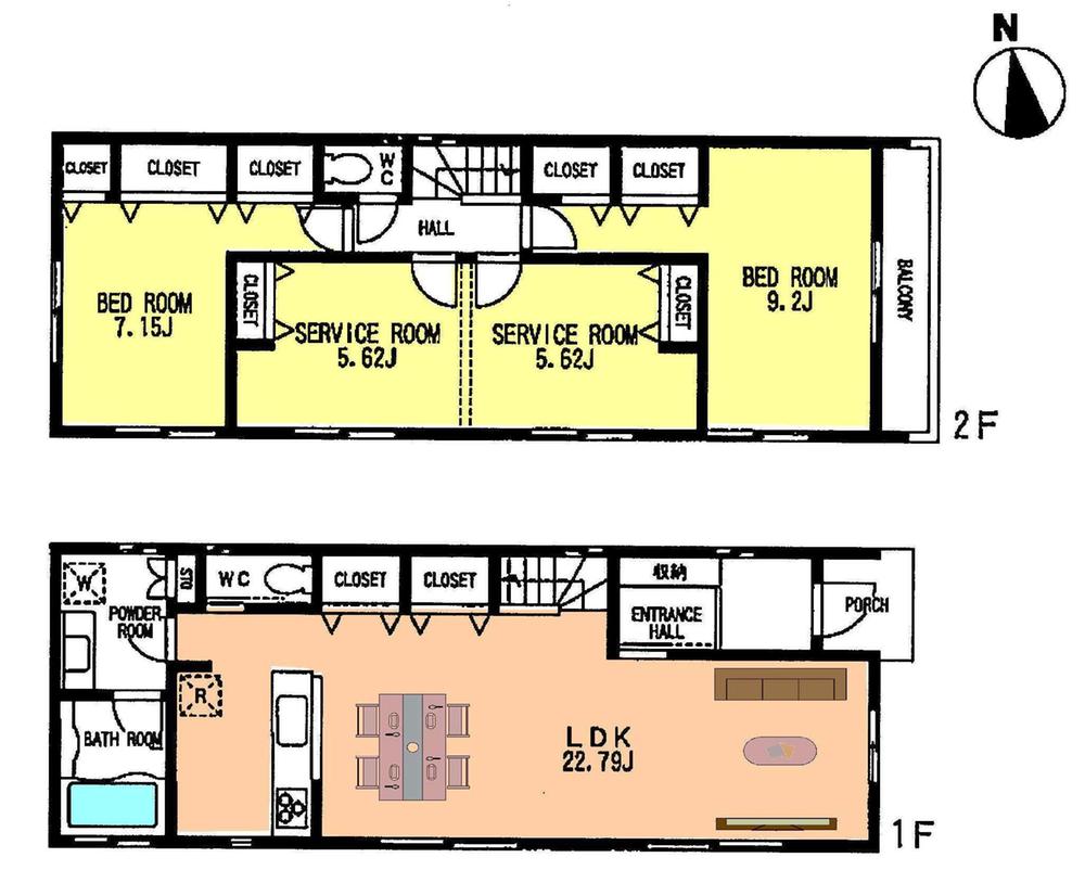 Floor plan. Price 56,800,000 yen, 2LDK+2S, Land area 116.72 sq m , Building area 114.47 sq m