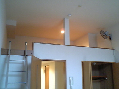 Living and room. There ladder for loft