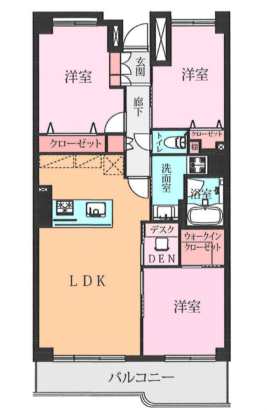 Floor plan. 3LDK, Price 36,800,000 yen, Occupied area 78.13 sq m , Balcony area 10.64 sq m