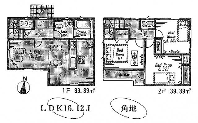 Floor plan. 42,800,000 yen, 3LDK, Land area 80 sq m , It is a building area of ​​79.7 sq m 6 Building. Living spacious 16 Pledge, With Grenier,