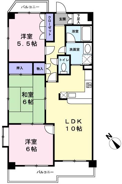 Floor plan. 3LDK, Price 26,800,000 yen, Occupied area 66.23 sq m
