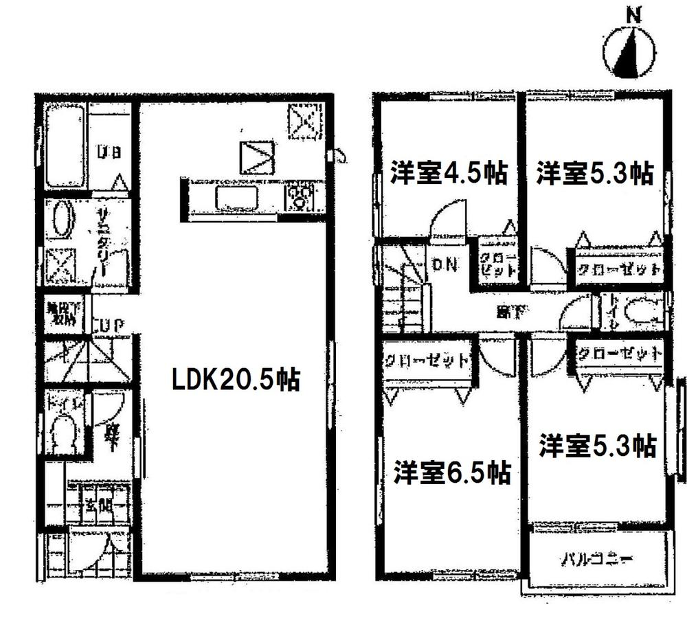Floor plan. 39,800,000 yen, 4LDK, Land area 99.58 sq m , Building area 95.22 sq m